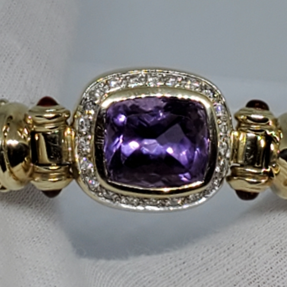 David yurman 14k Yellow gold diamond amethyst Necklace 100% Authentic - Picture 3 of 10